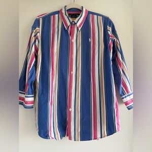 Ralph Lauren Vertical Multistripe Button-Down Shirt in Blue, Pink & White